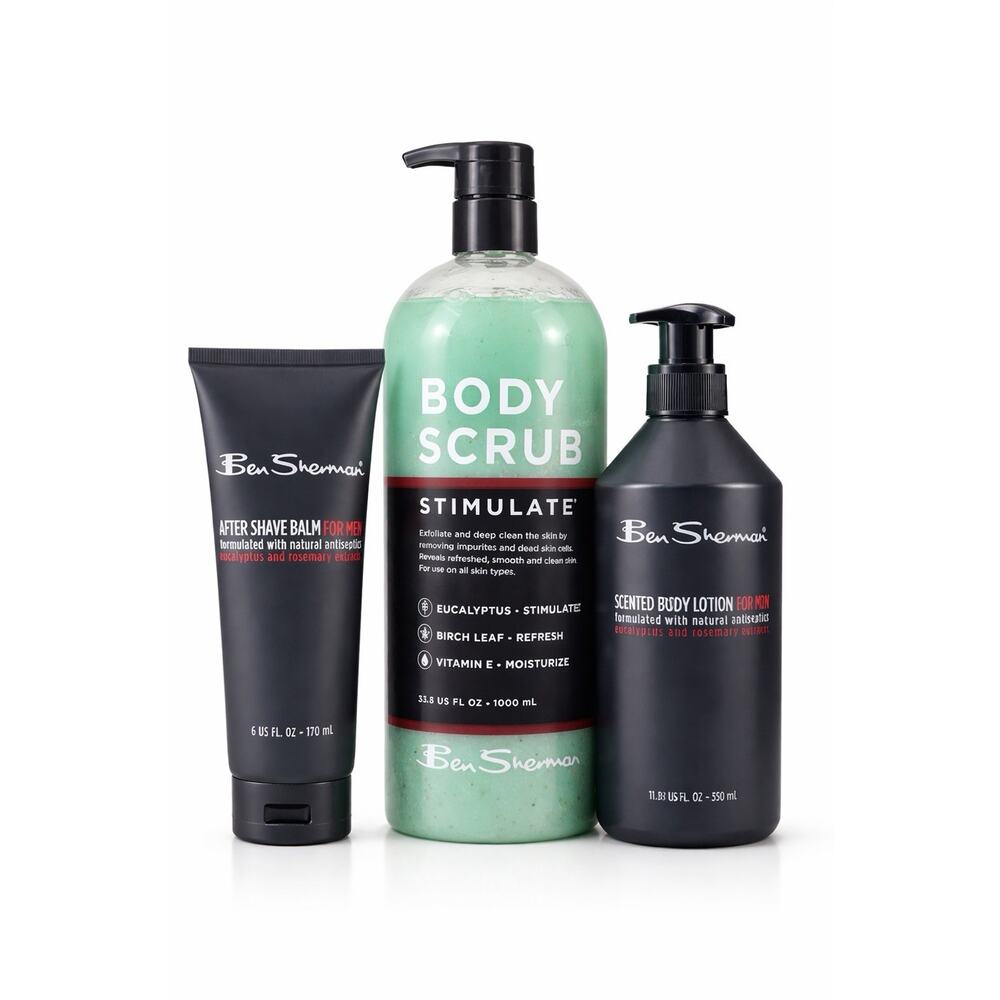🪒Ben Sherman Men’s Grooming Bundle Body Scrub Lotion After Shave Balm Set New